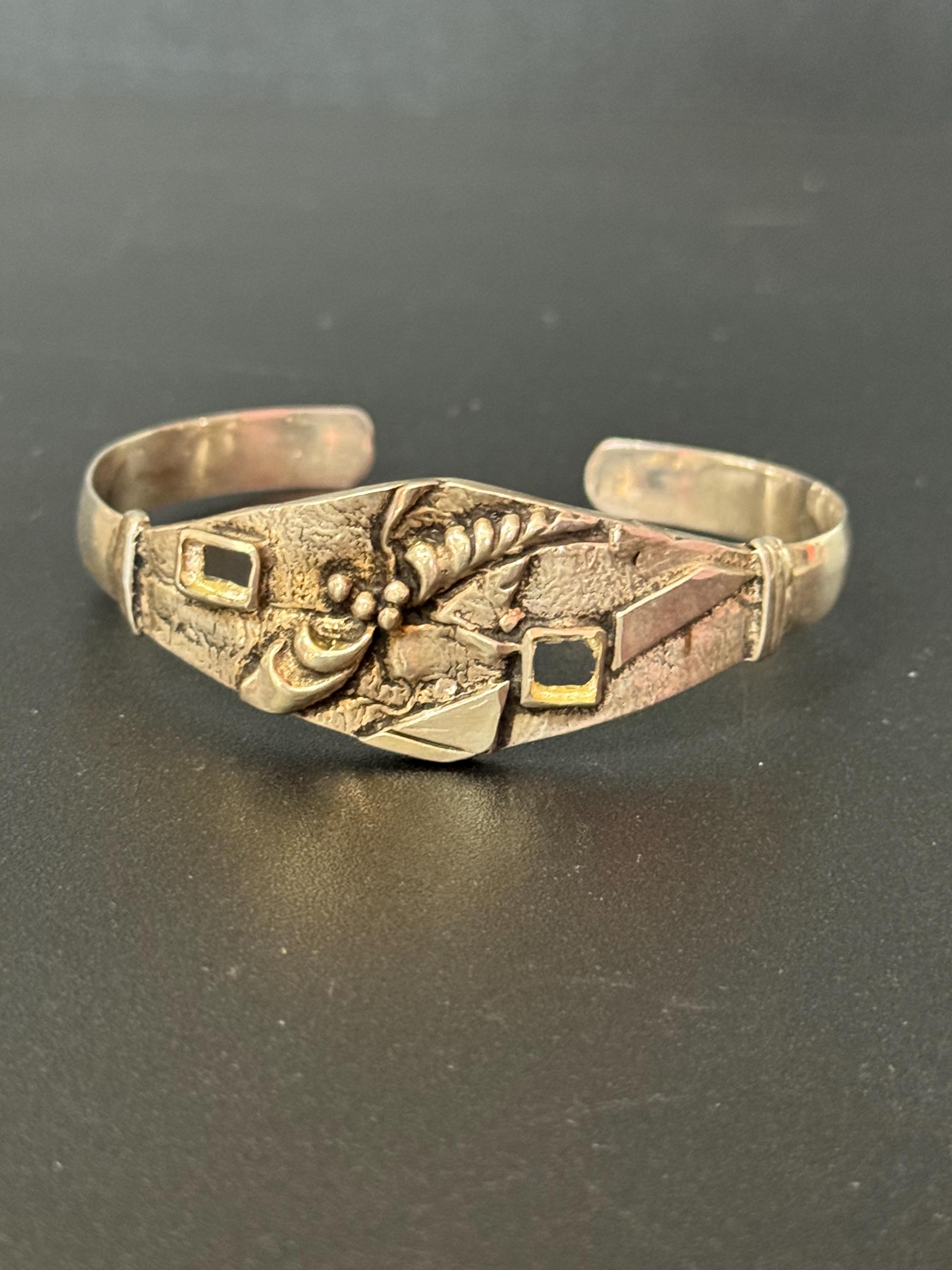 Vintage Stamped 925 Sterling Silver Wide Cuff Bangle
