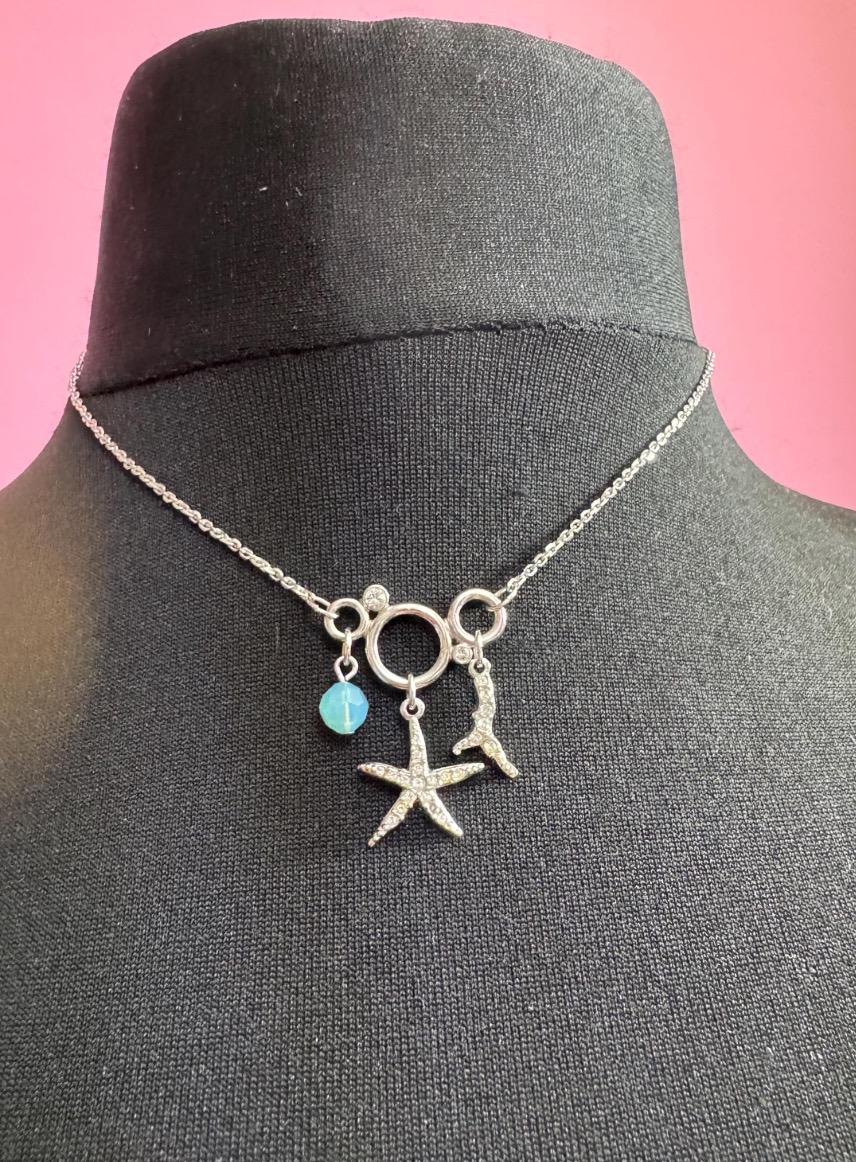 Swan Signed Swarovski Crystal Diamanté Starfish Turquoise Beaded