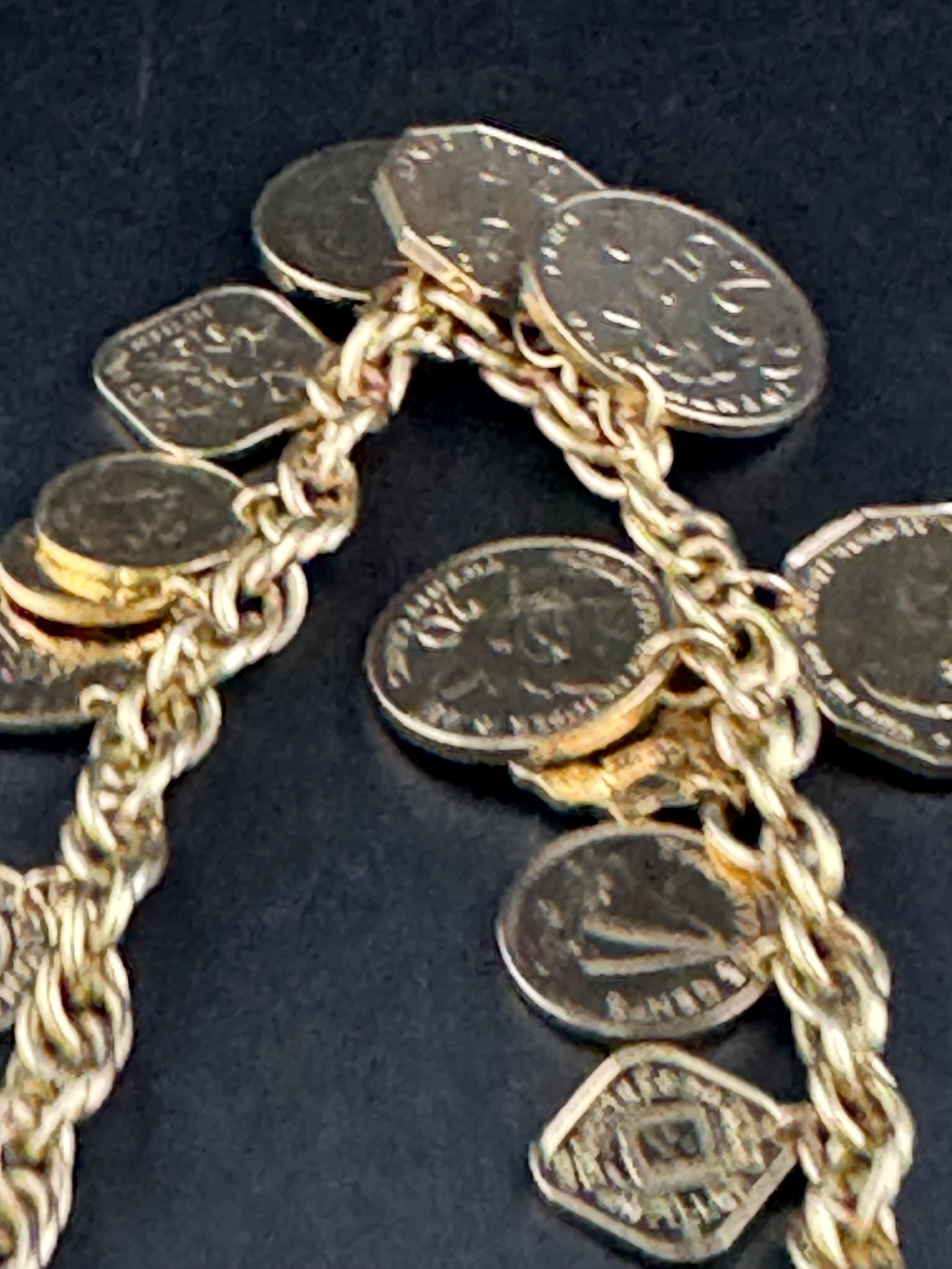 Golden Caribbean Coin Necklace: Franklin Mint, Vintage Gold Wide