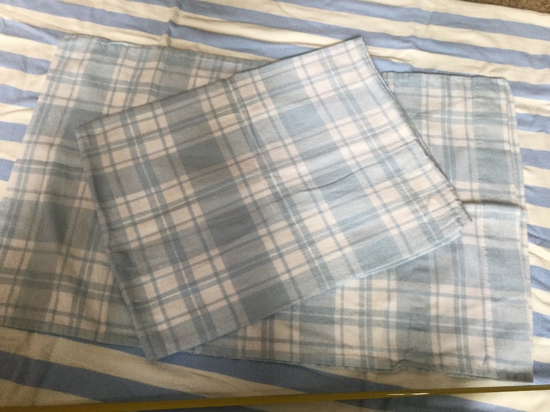 Pair 2 Pillowcases Flannelette Brushed Cotton Soft Pastel Blue Etsy