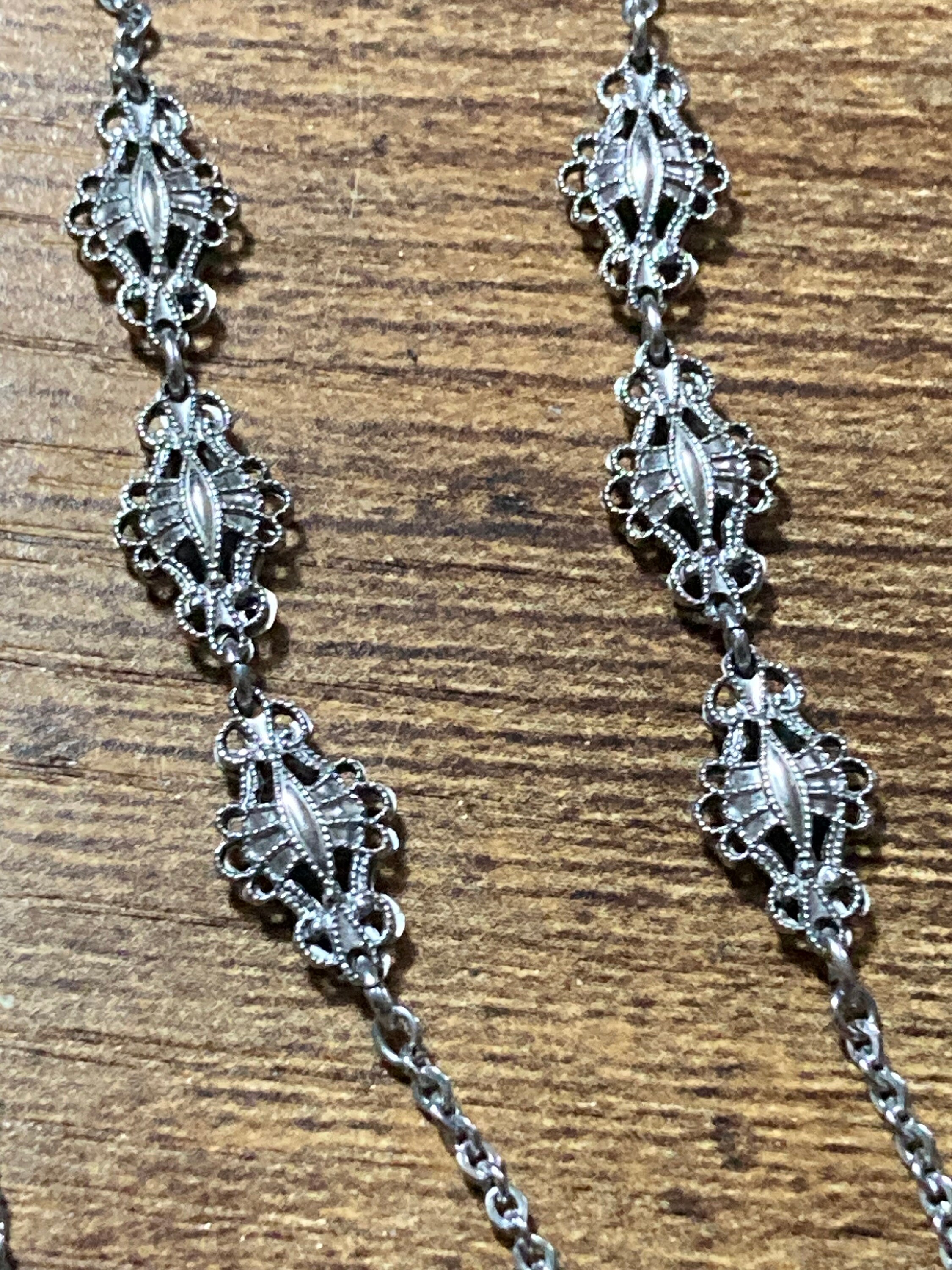 Collier Art Déco Jakob Bengel Années 1930 - Métal Chromé Et Galalithe Verte, Très Bon état