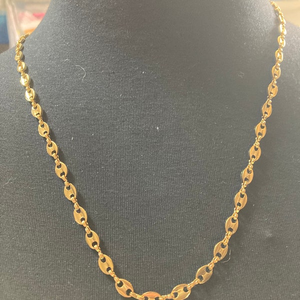 60cm 5mm gold plated mariner coffee bean long chain necklace