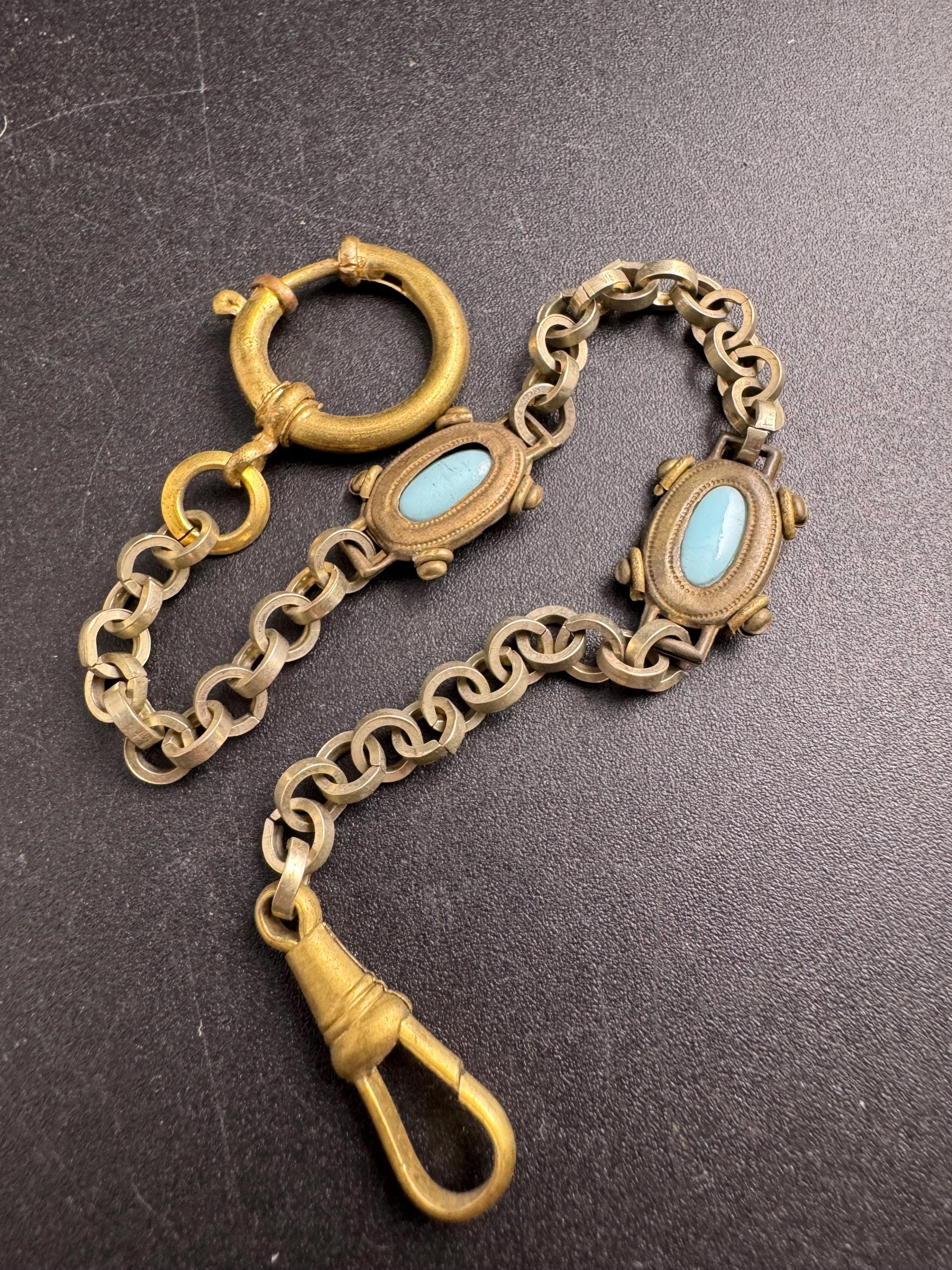 Pocket Watch Chain: Antique Jakob Bengel Art Deco - Brass With