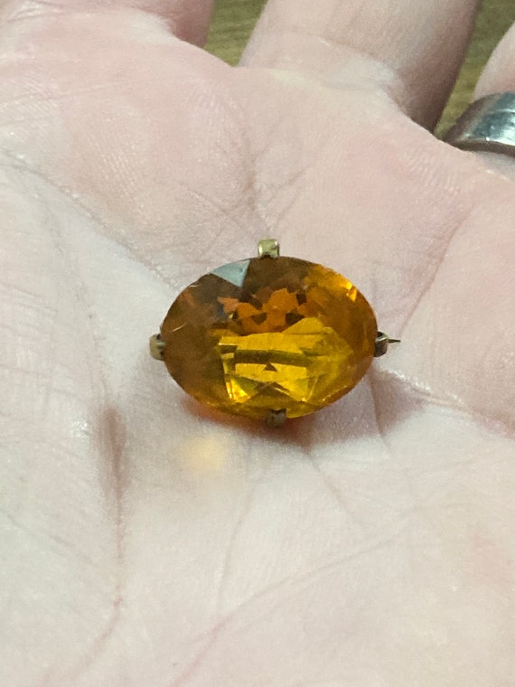 Antique small Edwardian citrine amber rhinestone … - image 5