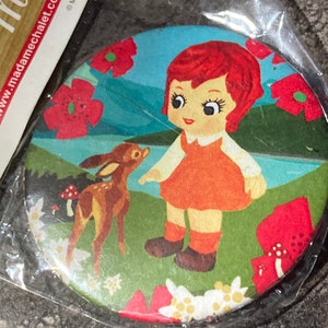 handbag purse size pocket mirror cosmetic cute girl kitsch Madame chalet Swiss designs image 1