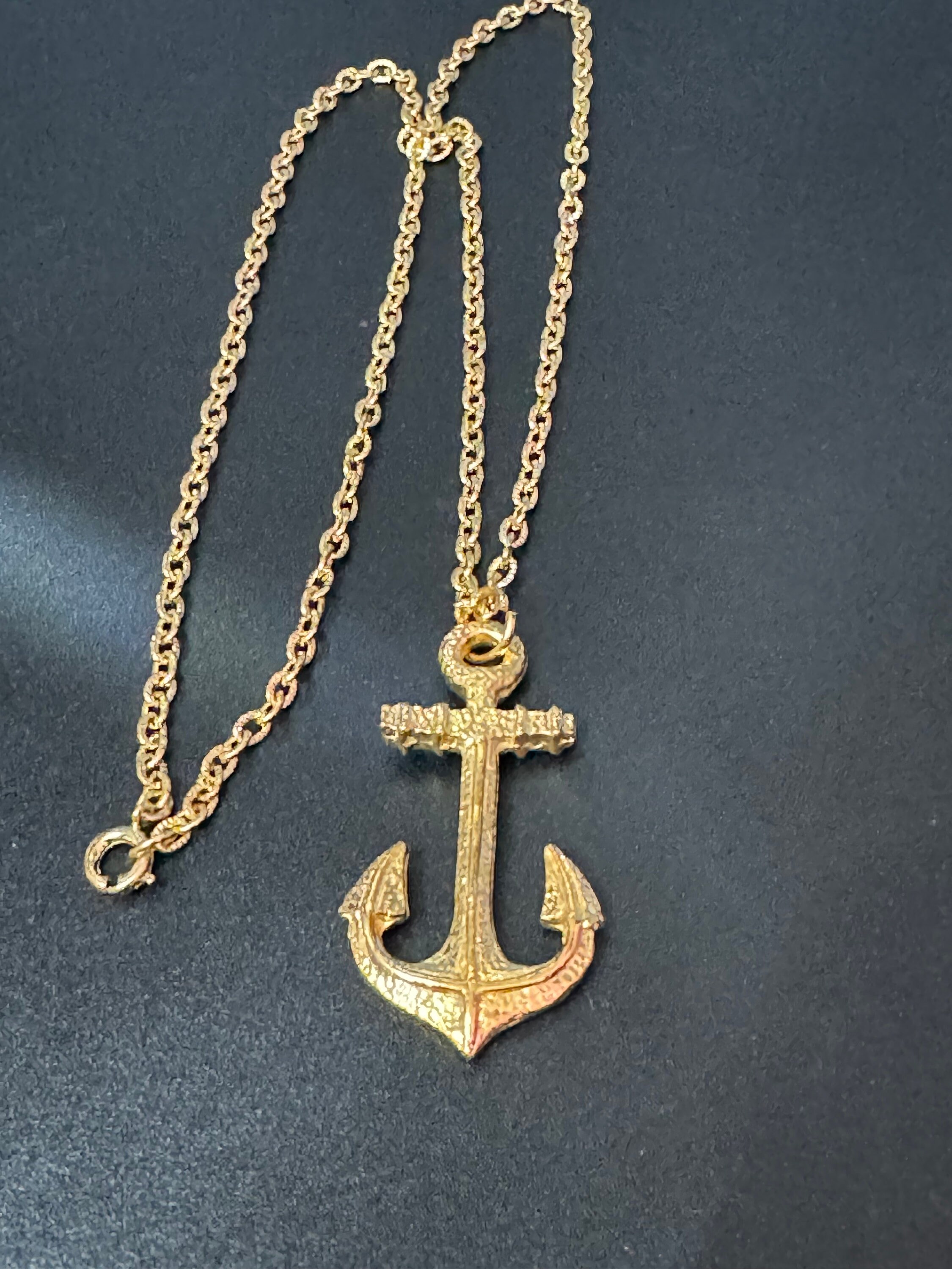 Gold Anchor Pendant Necklace, 55cm Cable Chain Necklace 1980s - Etsy