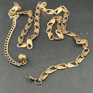 Vintage lightweight dark copper gold tone skinny chain link belt 80-94cm