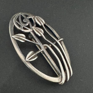 CJL Carrick Jewellery Sterling 925 Silber Jugendstil Blumen Brosche 9.4 Gramm 5 cm