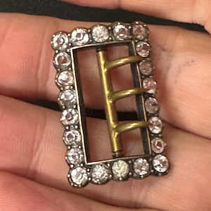 Small Antique Victorian Rhinestone Glass Paste 3 prong Belt Buckle Adornment