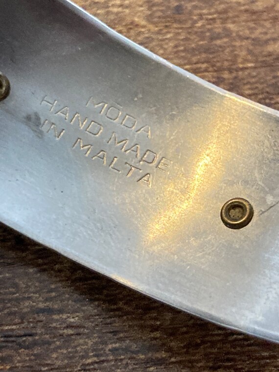 Signed MODA Maltese Brutalist stainless steel etched … Gem