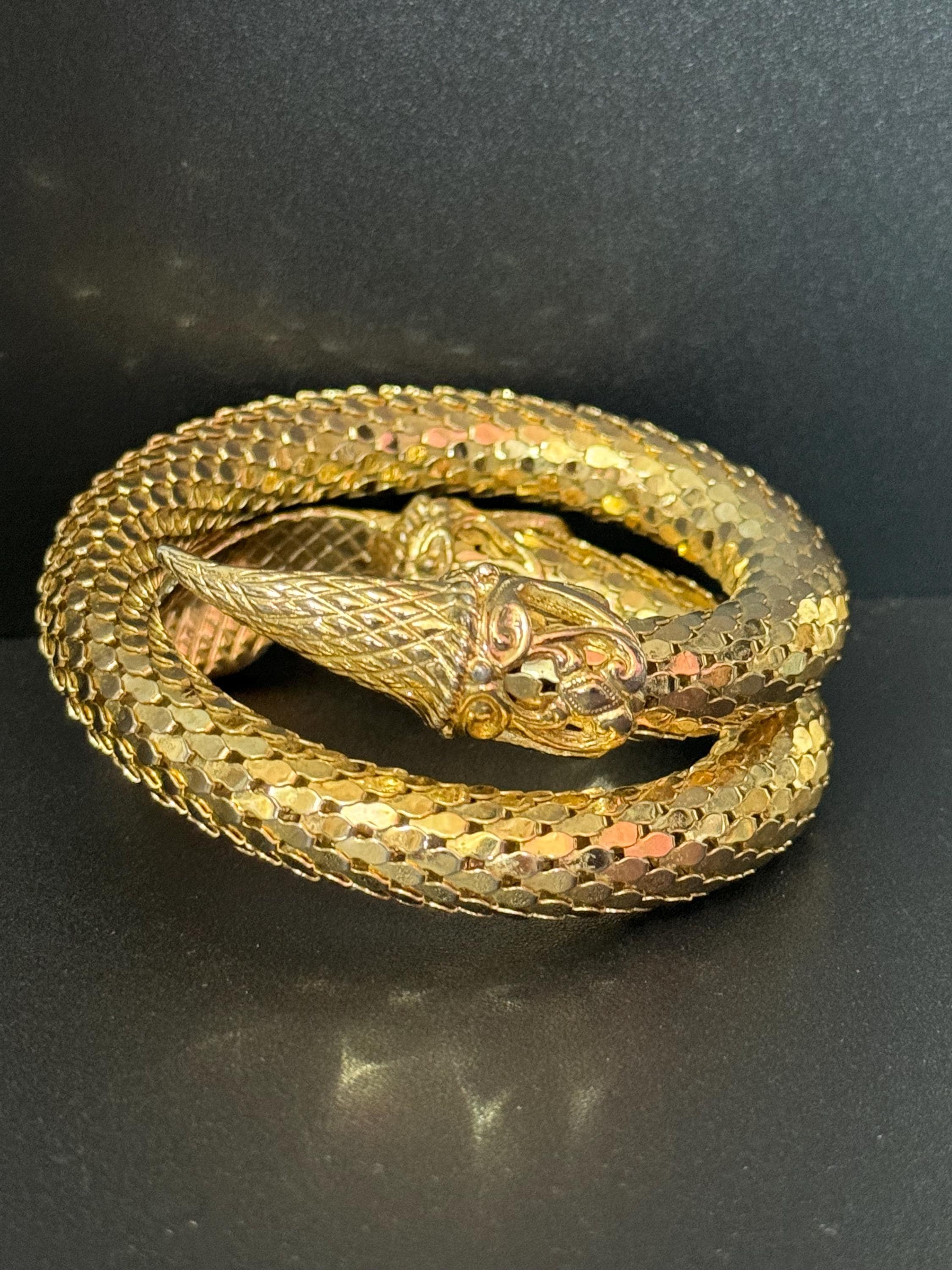 Whiting ＆ Davis *アンティーク　蛇ベルト*ゴールド Whiting & Davis Snake Bracelet – Feather & Foxglove