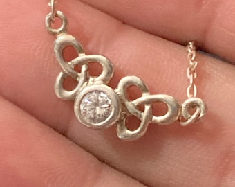 Sterling Silver Pendant Necklace - Art Nouveau Celtic Design