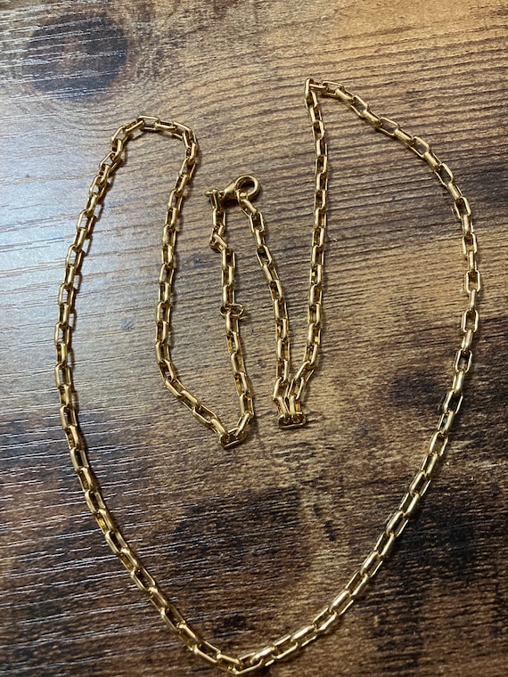 fancy rectangular link plain gold tone cable chain