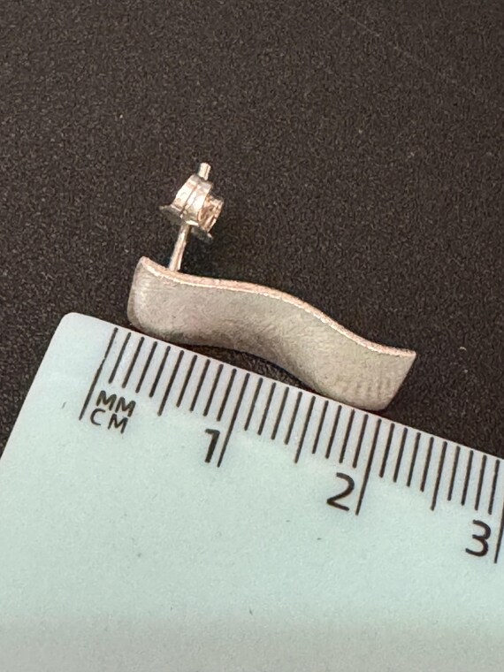 modernist planished rectangular pierced stud earr… - image 3