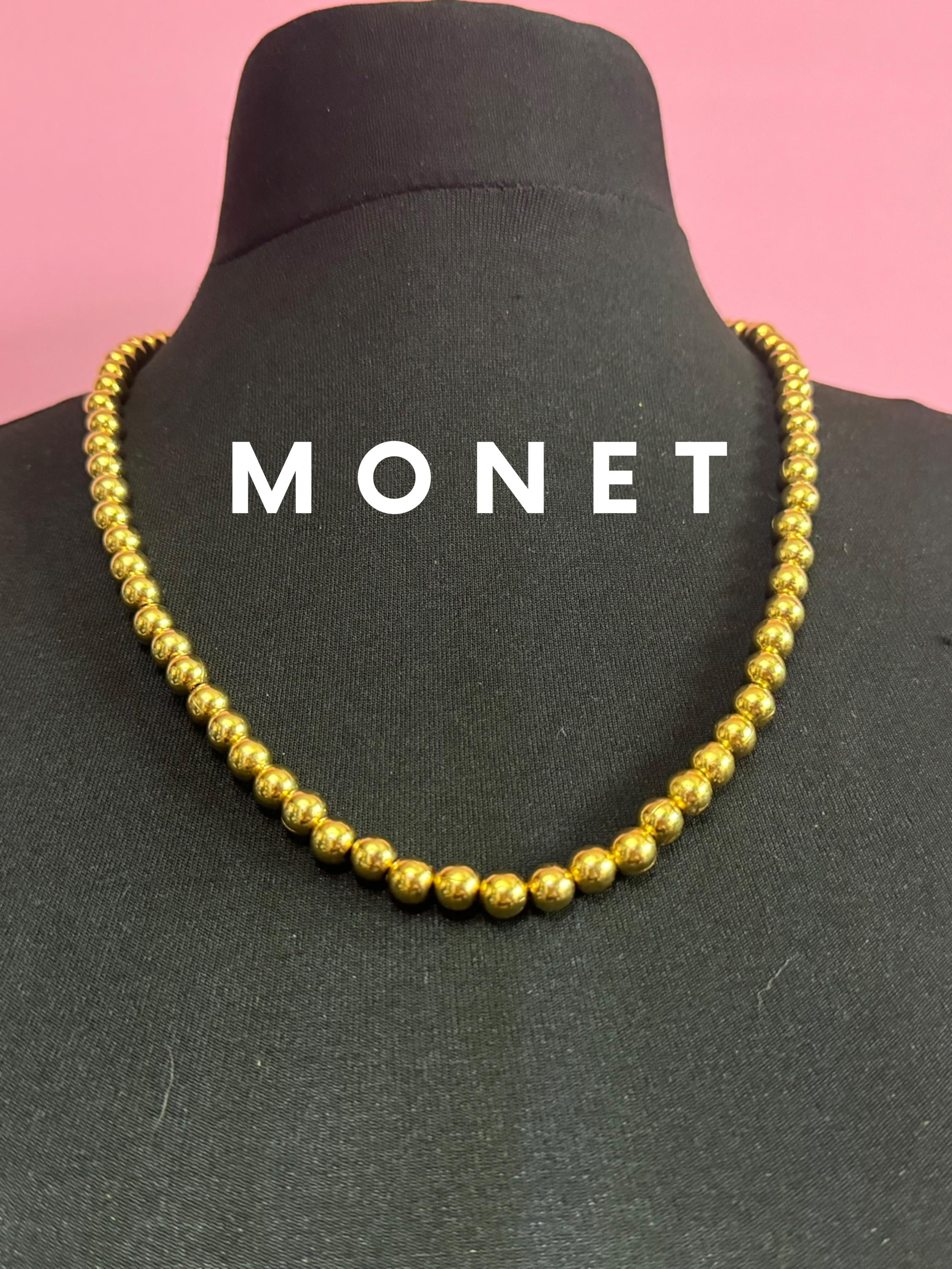 Collier Vintage Monet En Métal Doré - Très Bon état - Bijou Rétro Années 70/80