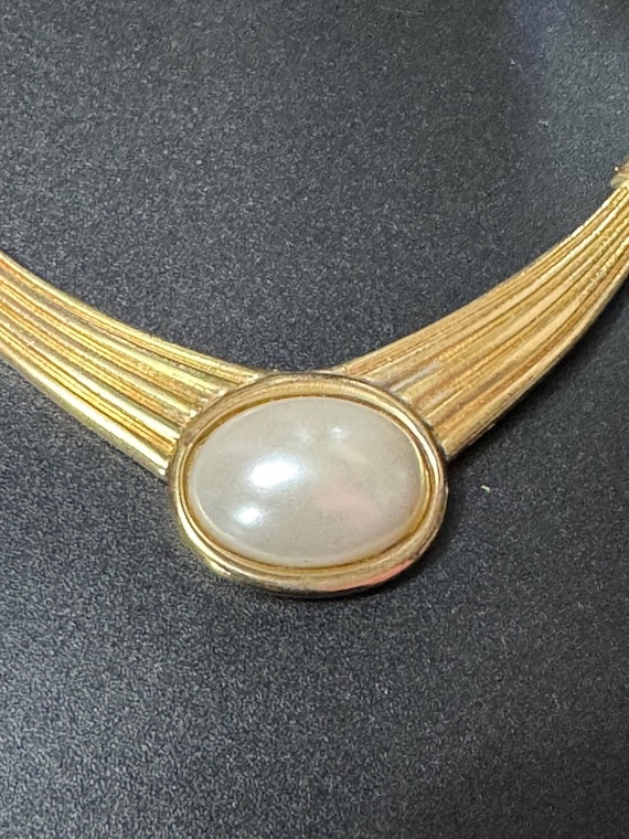 Ras Du Cou/pectoral Métal Argenté Perles Bleu Années 1980 - Occasion Vintage