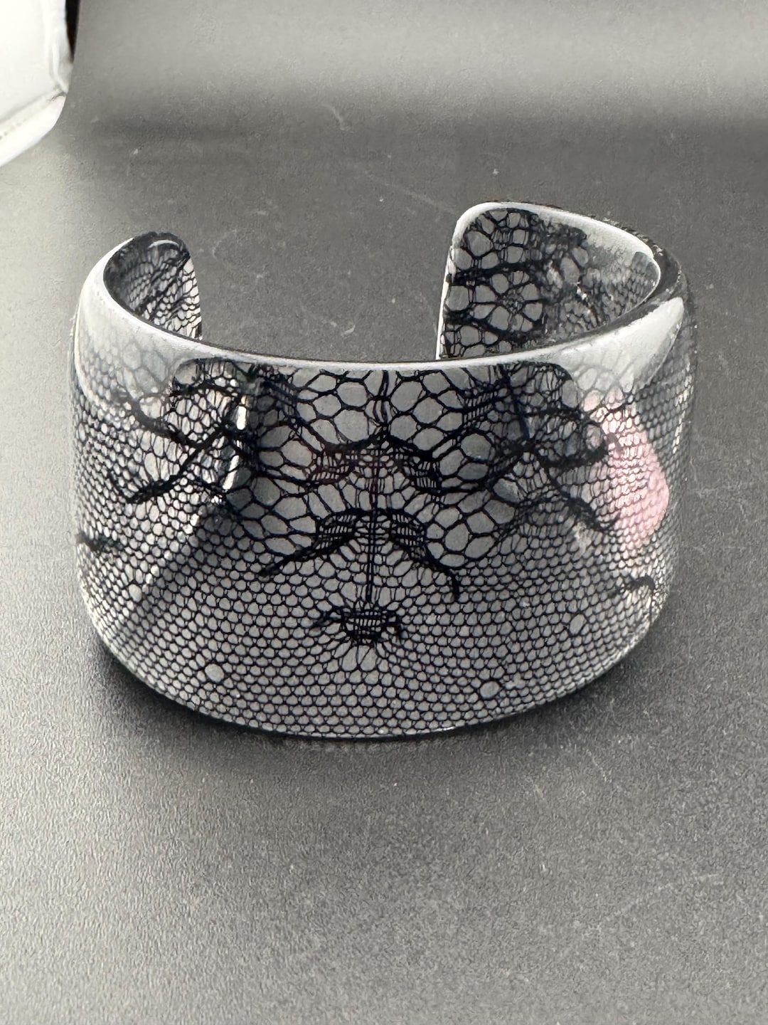 FURLA Black and Clear Lace Bangle , Italian Designer Bracelet - Etsy