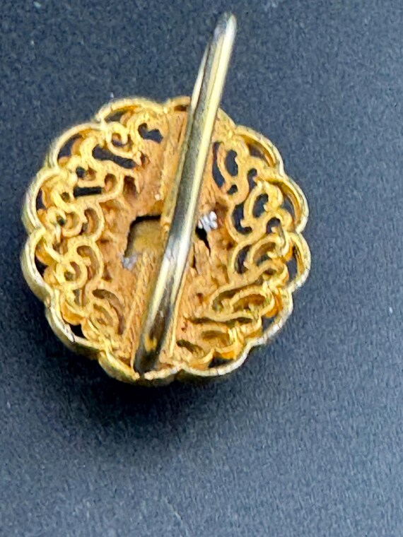 Large oval statement Gold Tone Ruby glass cabocho… - image 4