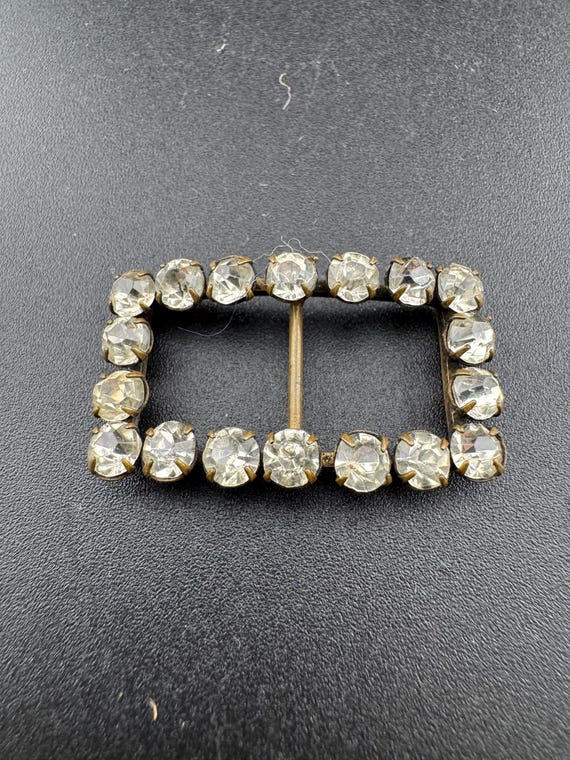 Rectangular small Antique Victorian Rhinestone Gl… - image 6