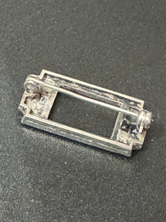 Vintage small Rectangular marcasite and black ony… - image 3