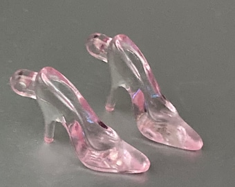 pair of clear pink stiletto heel shoes plastic Cake topper decoration