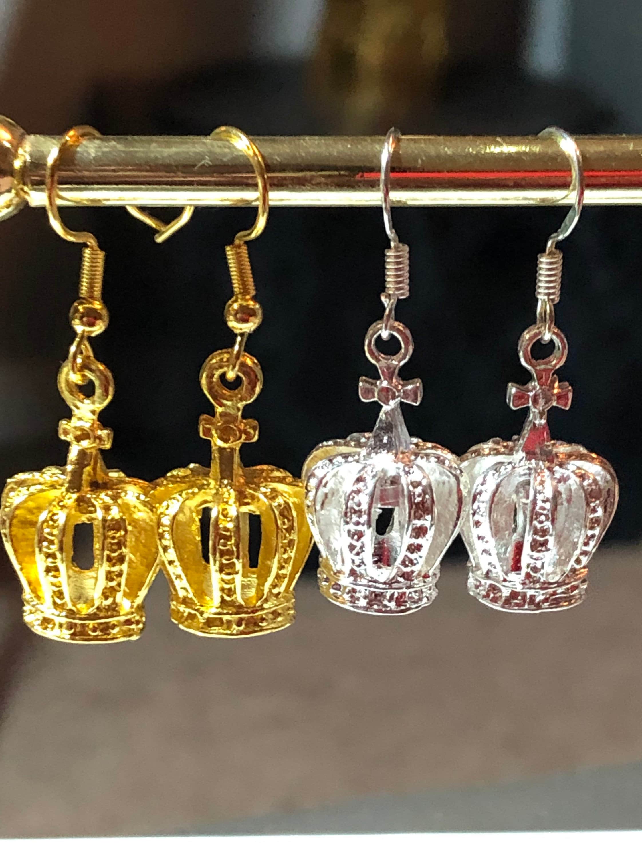 Boucles D'oreilles à Clip Vintage En Forme De Couronne - Couleur Or/argent, Bijou Ancien Modèle 5115