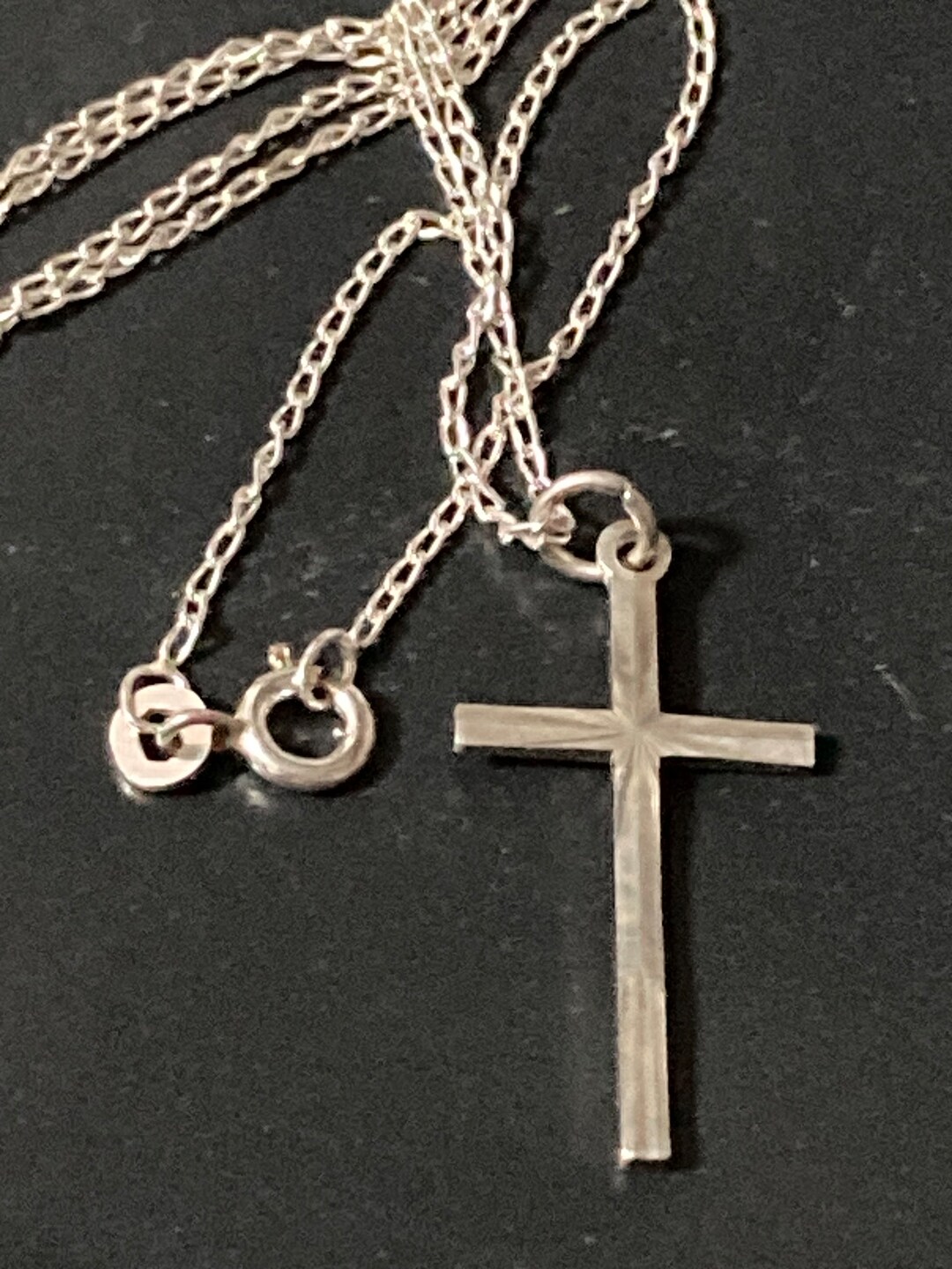 925 Sterling Silver Etched Religious Cross Pendant Necklace on Chain - Etsy