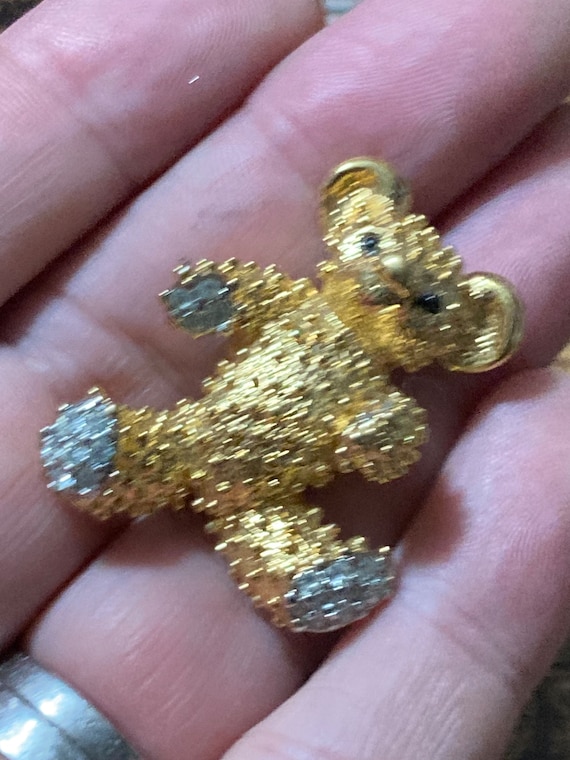 Broche Rétro Nounours En Or Avec Cristaux - Modèle 4167 - Occasion - Vintage