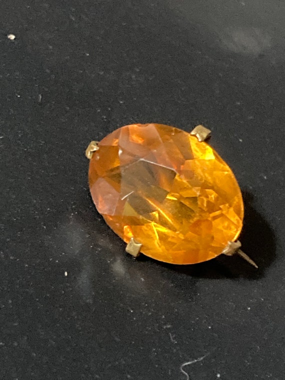 Antique small Edwardian citrine amber rhinestone … - image 1