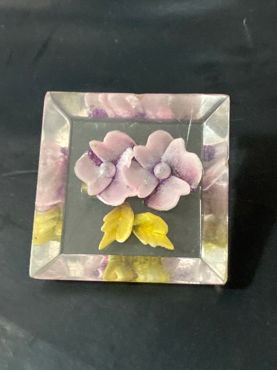 Broche Vintage Florale En Verre Facetté Violet - Style Belle Epoque - Neuf Sans Emballage
