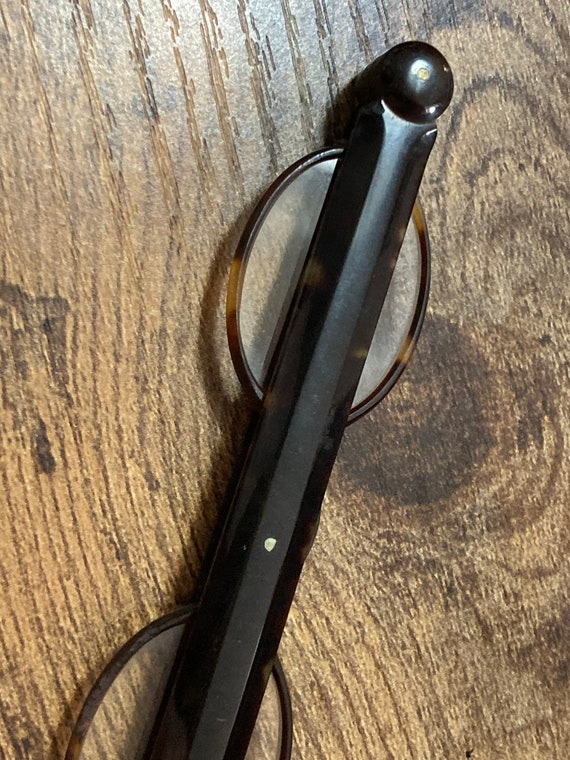 Antique 20cm LORGNETTE glasses faux tortoiseshell… - image 3