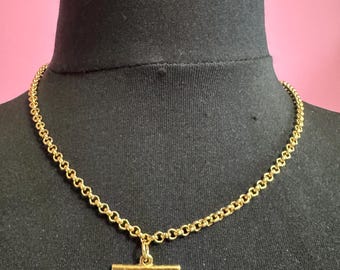 TBar Watch Chain Necklace: Retro Victorian Gold Plated - 48cm Length