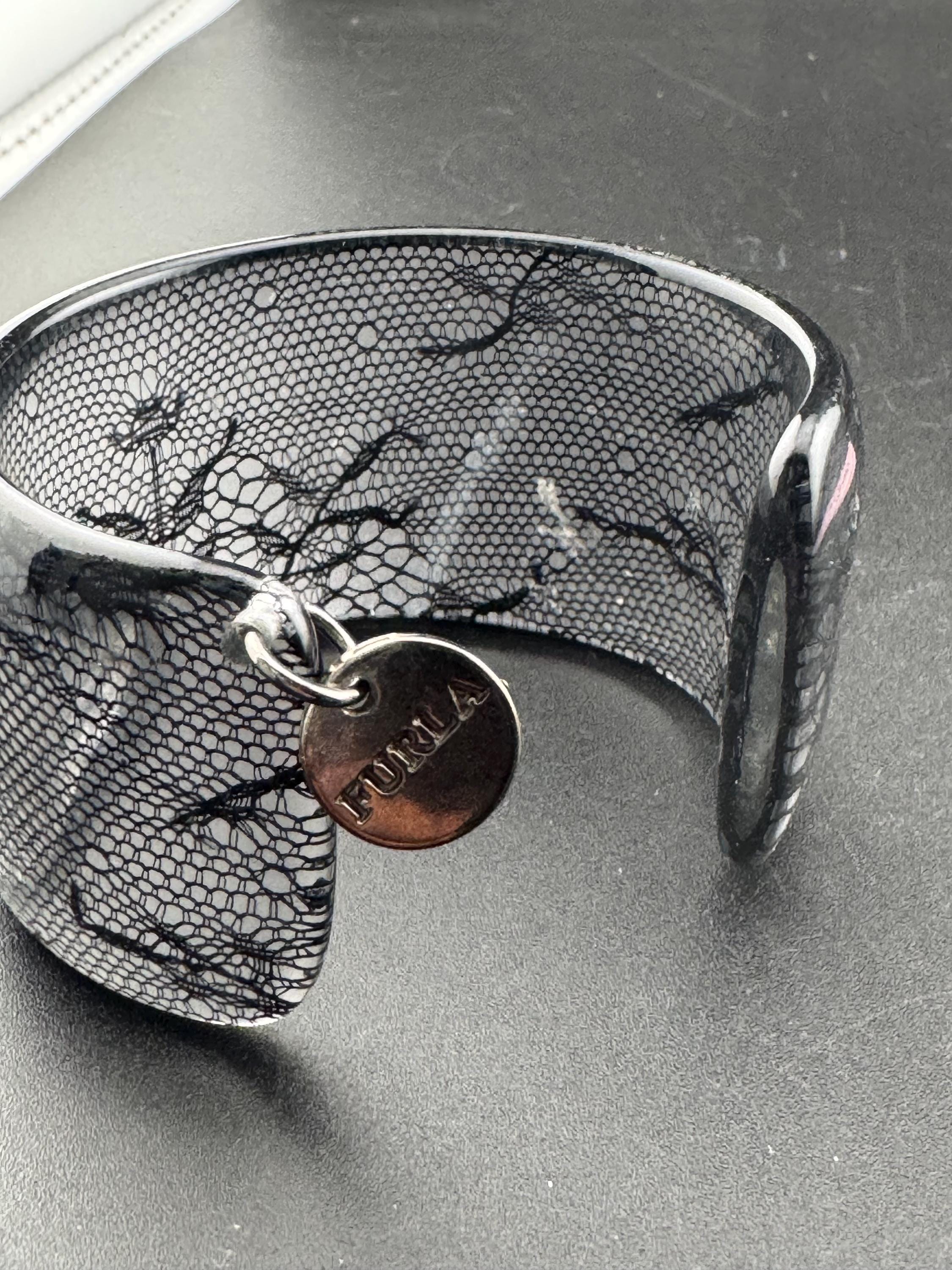 FURLA Black and Clear Lace Bangle , Italian Designer Bracelet - Etsy