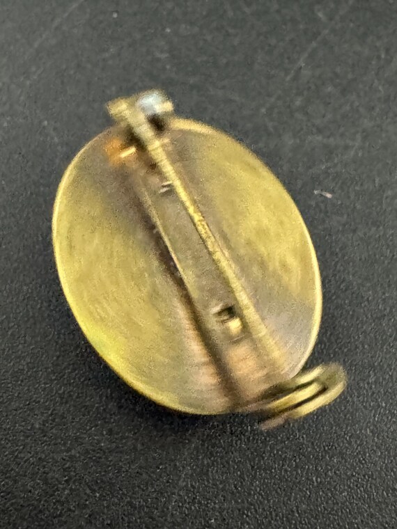 Antique Ruby red paste cabochon small oval Brooch - image 4