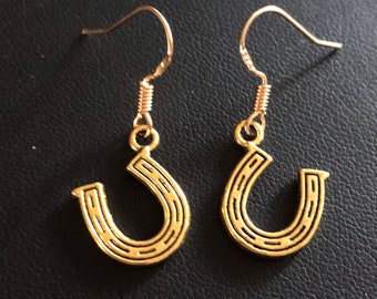 Lucky Horseshoe Drop Earrings: Equestrian Jewellery