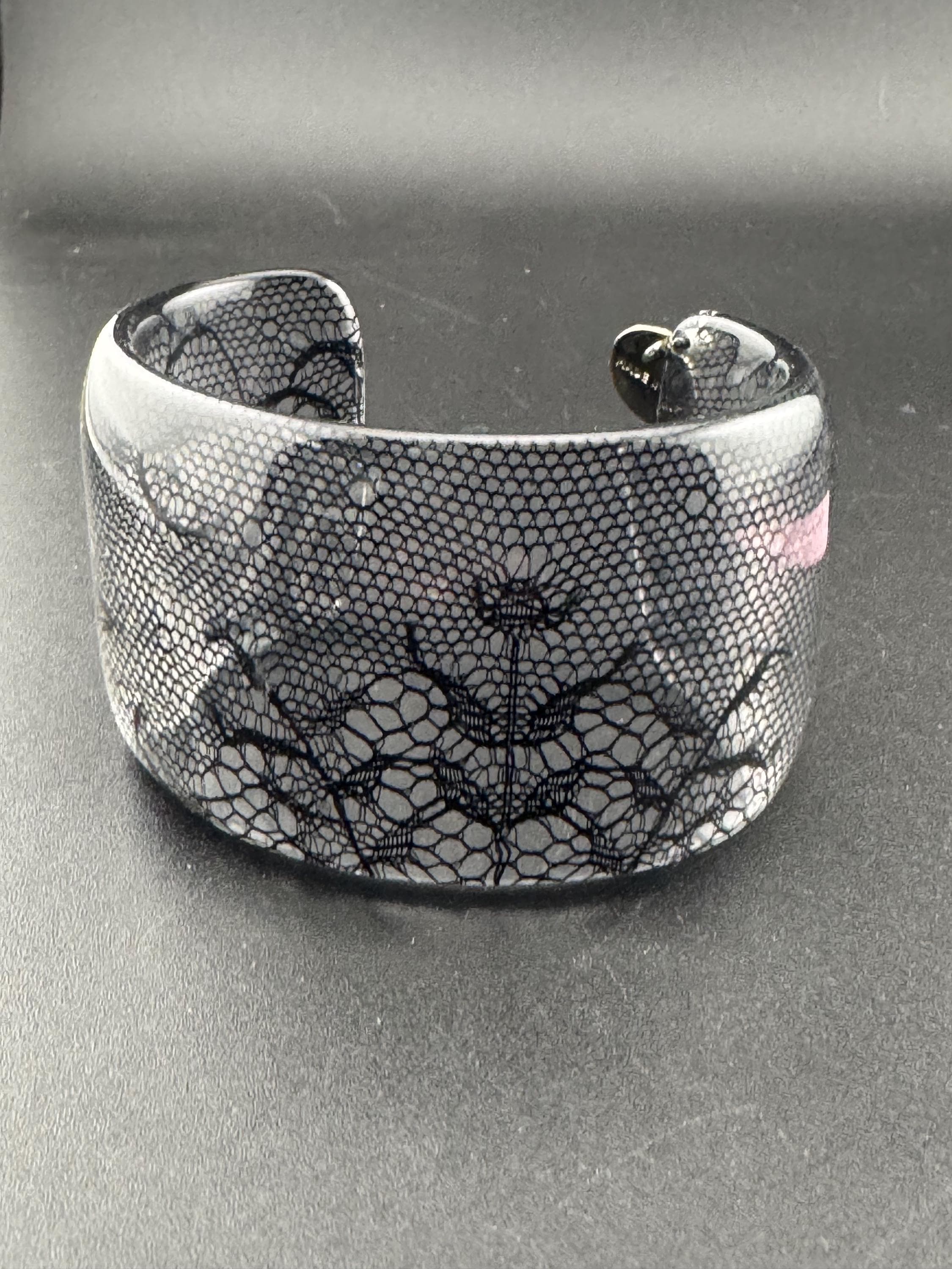 FURLA Black and Clear Lace Bangle , Italian Designer Bracelet - Etsy