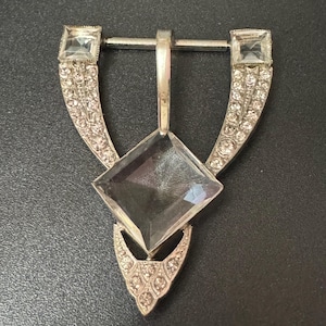 Antieke art deco helder glas open achterkant kristal vierkante pasta Diamanté riemgesp