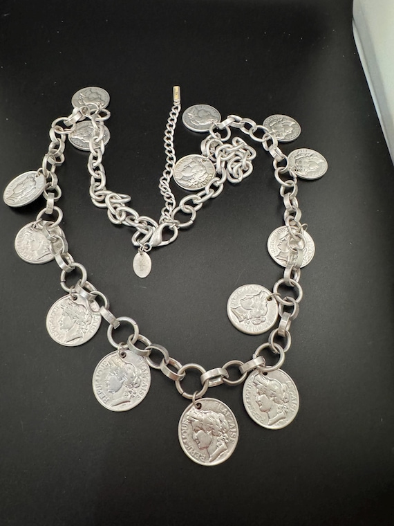 Silver Coin Necklace | Saks of London, Vintage Matt Finish
