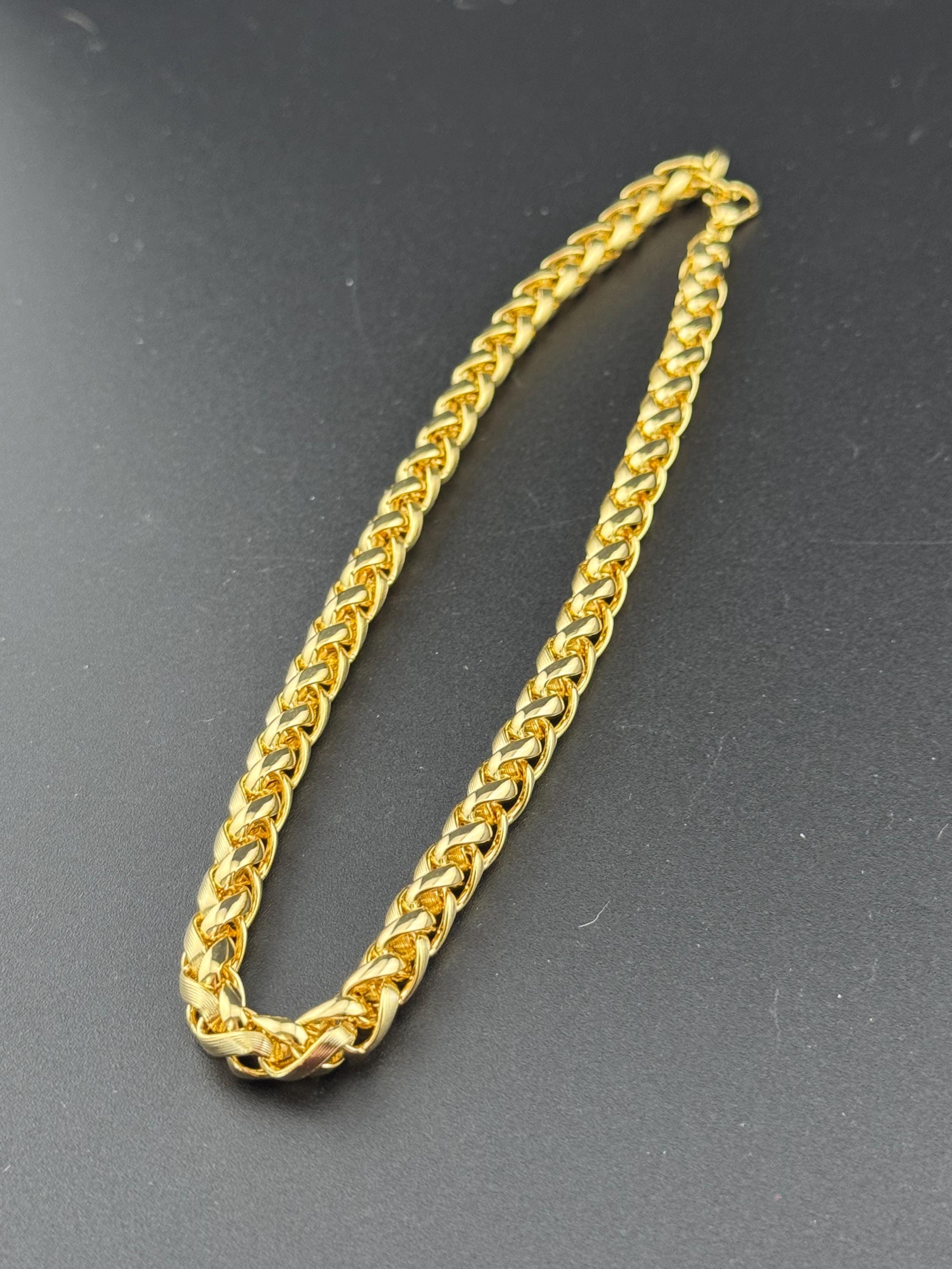 7mm Thick Wheat Link Chain, 41cm Retro 1980s Gold Plated - Etsy