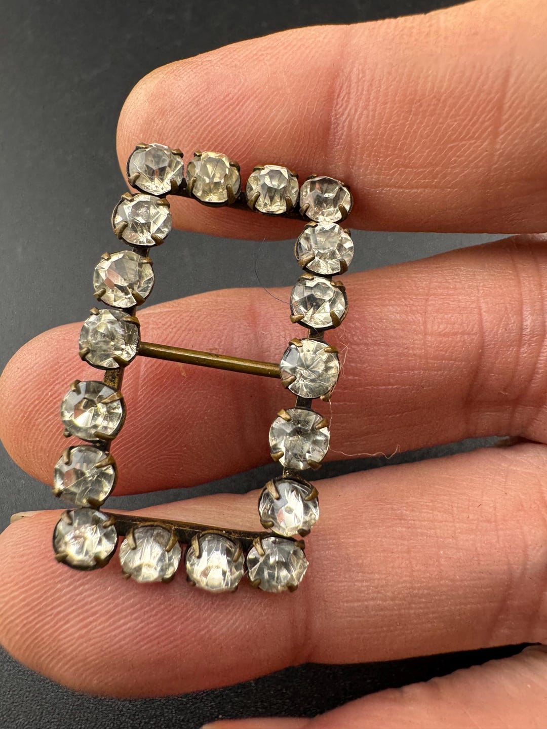 Boucle De Ceinture Ancienne à Gros Strass Blanc - Diamètre 5cm - Mercerie/Couture