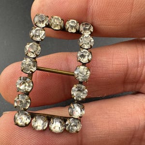Rechthoekige kleine antieke Victoriaanse strass glaspasta schuifriem gesp versiering