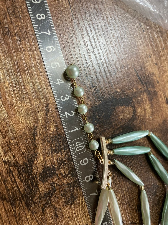 Mid century pastel green faux pearl plastic beade… - image 7