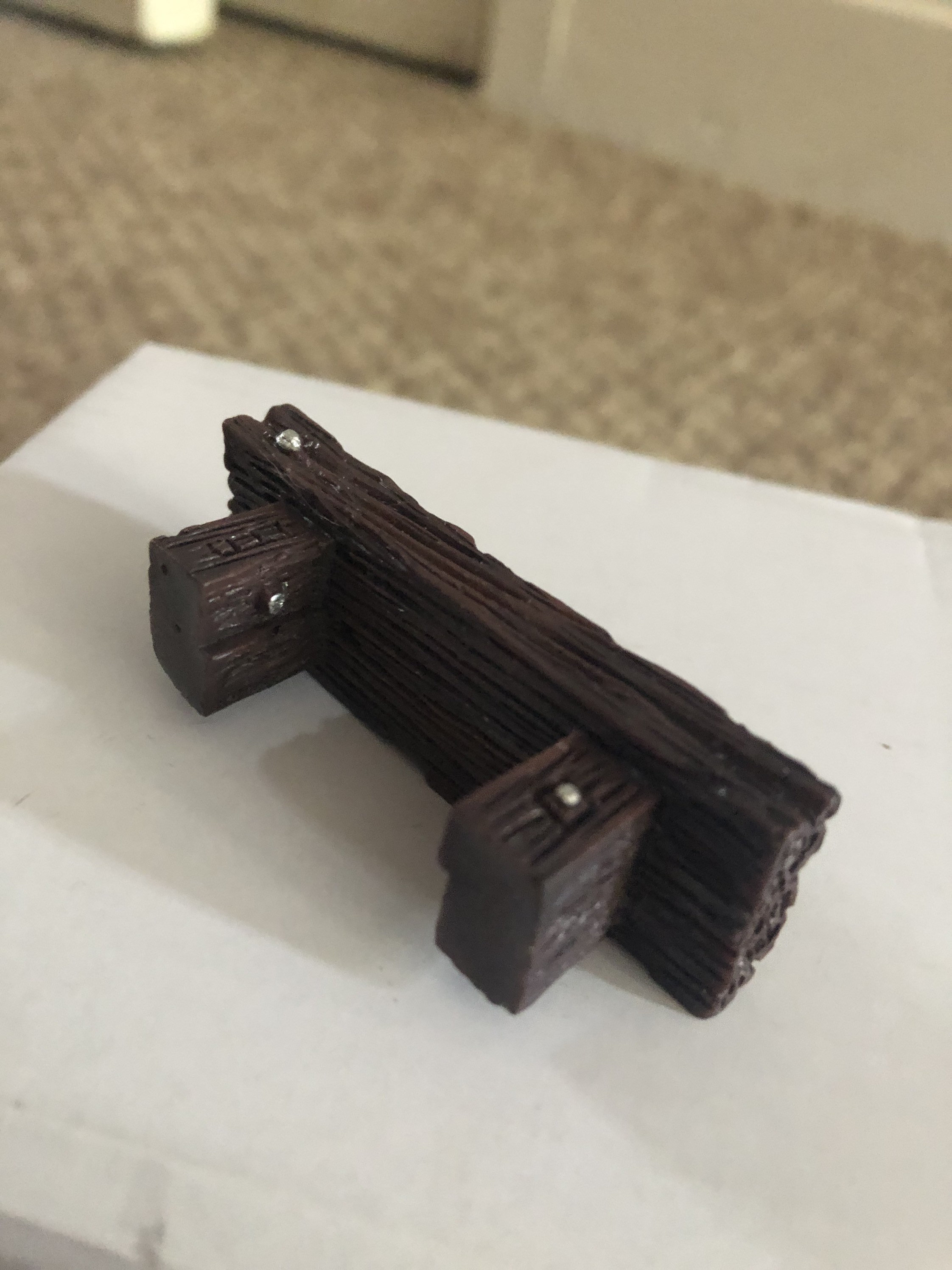 DARK BROWN Faux Wooden Bench Seat Cake Decoration Miniature Resin Cake ...