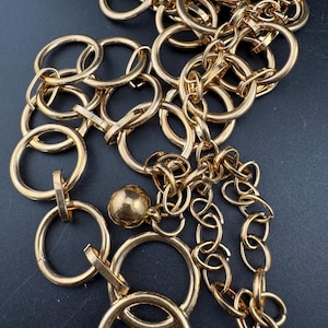 retro gold tone chain link geometric double hoop adjustable fashion belt adj to 102cm