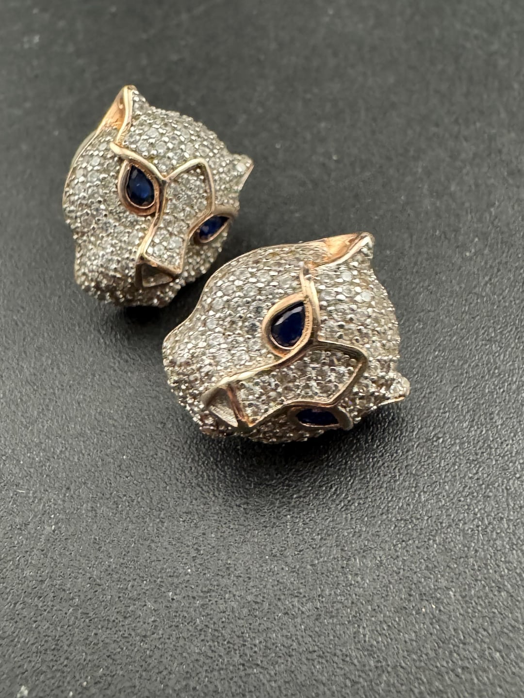 Leopard Stud Earrings: Rose Gold Plated Sterling Silver (cubic