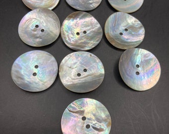 10 x 25mm large round circle natural Mother of Pearl Buttons Sewing Haberdashery