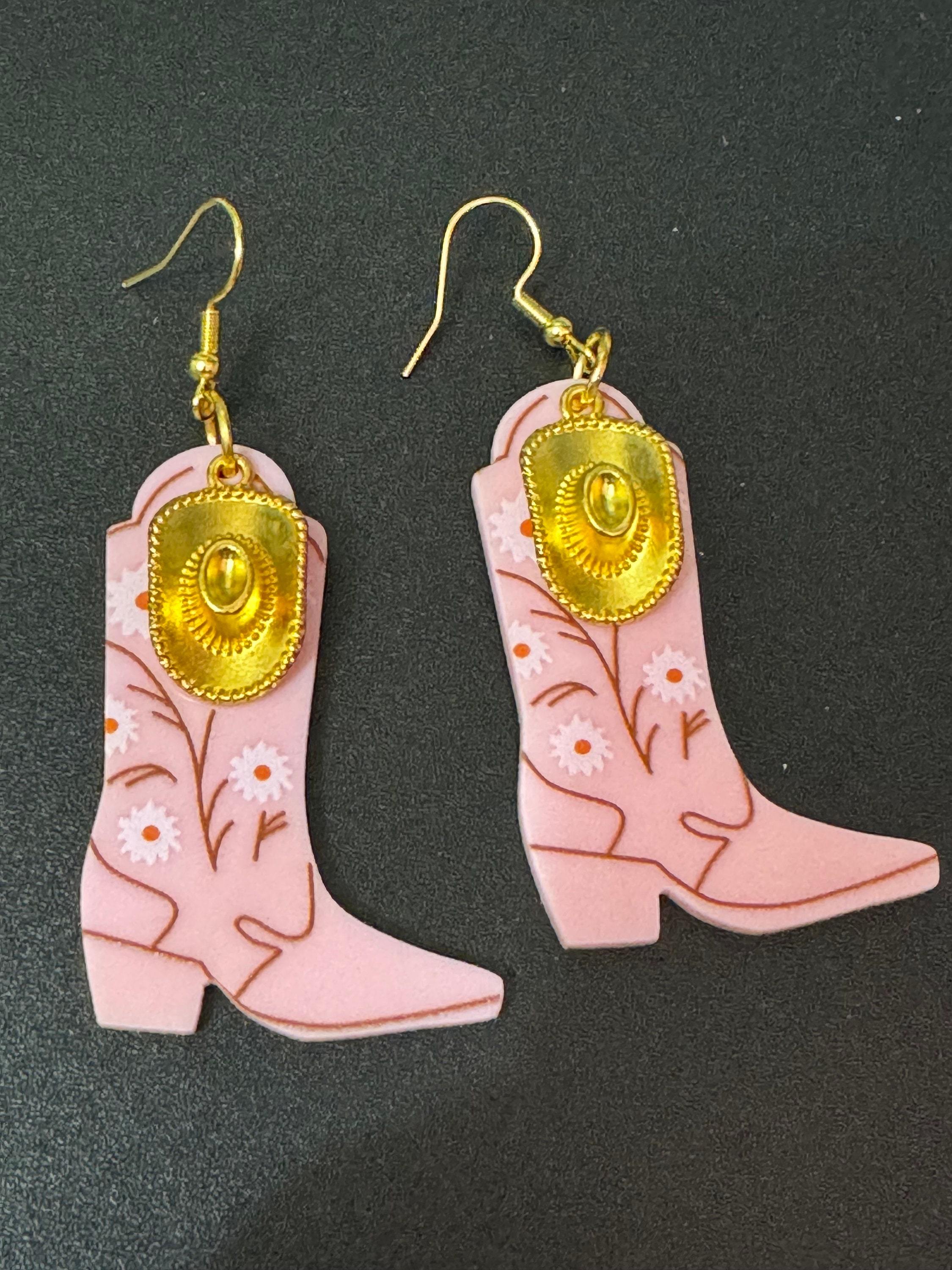 Orecchini Pendenti A Stivale Da Cowboy Turchesi E Marroni - Chic Country - Regalo Natale, San Valentino