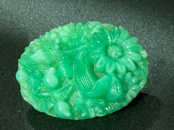 Vintage faux jade molded glass chinese oriental p… - image 5