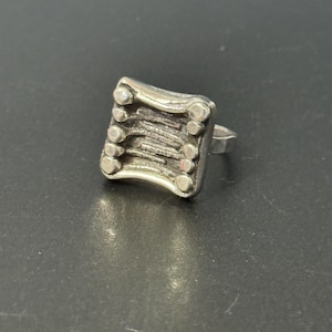 SIZE P sterling silver 925 modernist brutalist square ring 8.9 grams