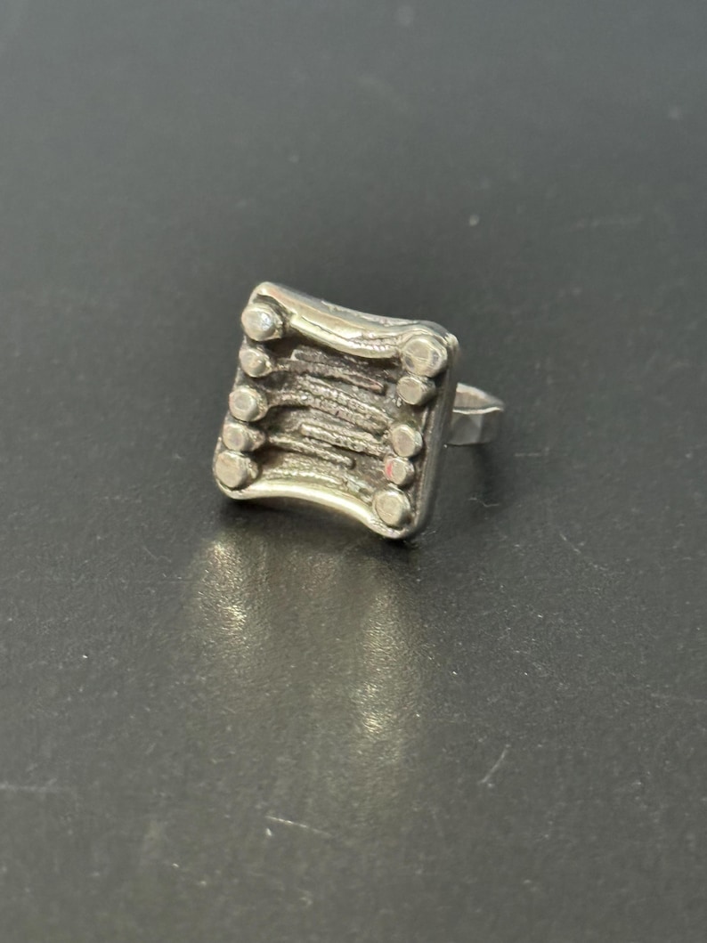 SIZE P sterling silver 925 modernist brutalist square ring 8.9 grams